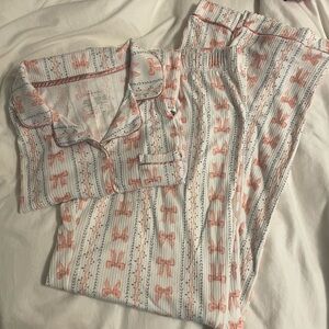 Tahari White and Pink Pajama Set